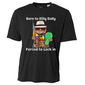 Born To Dilly Dally Forced To Lock In Cat Women Cooling Performance Crew T-Shirt