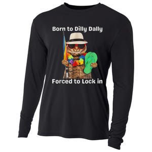 Born To Dilly Dally Forced To Lock In Cat Women Cooling Performance Long Sleeve Crew