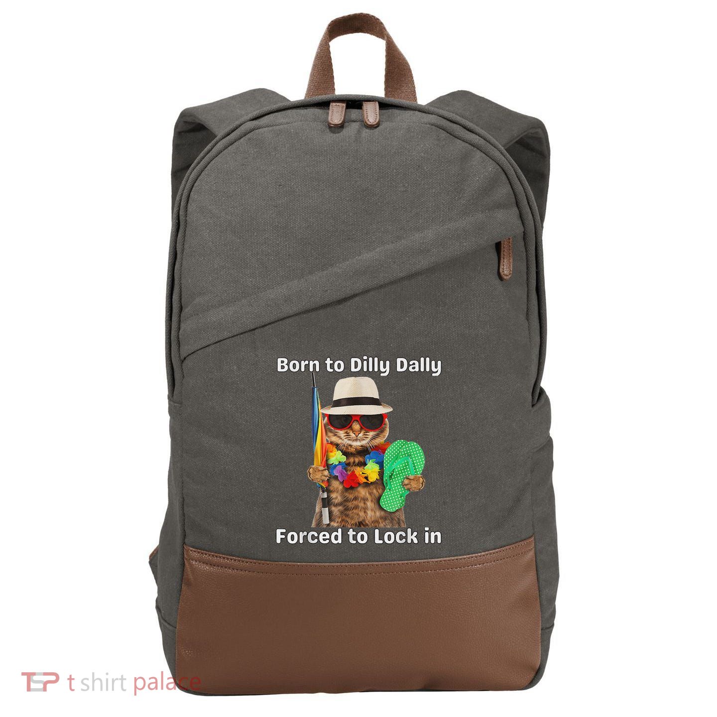Born To Dilly Dally Forced To Lock In Cat Women Cotton Canvas Backpack