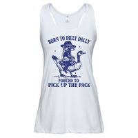 Born To Dilly Dally Forced To Pick Up The Pace Goose Raccoon Ladies Essential Flowy Tank