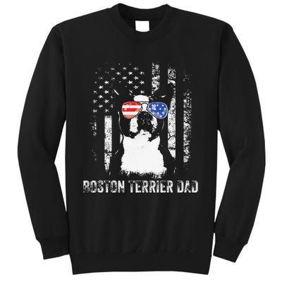 Boston Terrier Dad American Flag 4th Of July Dog Fathers Day Sweatshirt