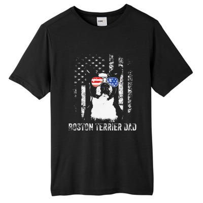 Boston Terrier Dad American Flag 4th Of July Dog Fathers Day Tall Fusion ChromaSoft Performance T-Shirt