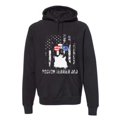 Boston Terrier Dad American Flag 4th Of July Dog Fathers Day Premium Hoodie