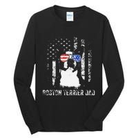 Boston Terrier Dad American Flag 4th Of July Dog Fathers Day Tall Long Sleeve T-Shirt