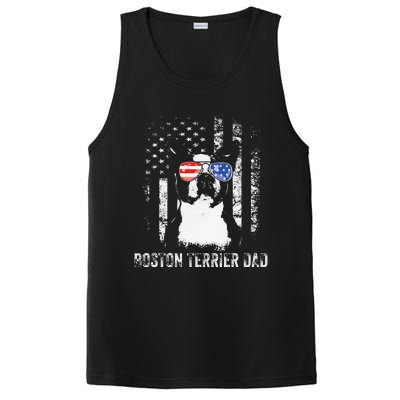 Boston Terrier Dad American Flag 4th Of July Dog Fathers Day PosiCharge Competitor Tank