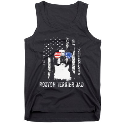 Boston Terrier Dad American Flag 4th Of July Dog Fathers Day Tank Top