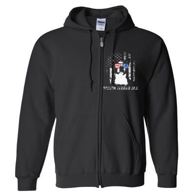 Boston Terrier Dad American Flag 4th Of July Dog Fathers Day Full Zip Hoodie