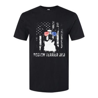 Boston Terrier Dad American Flag 4th Of July Dog Fathers Day Softstyle CVC T-Shirt