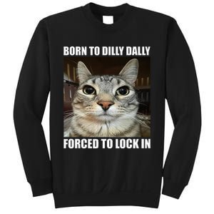 Born To Dilly Dallly Forced To Lock In Cat Lover Sweatshirt