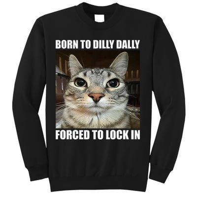 Born To Dilly Dallly Forced To Lock In Cat Lover Sweatshirt