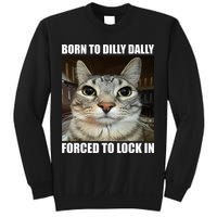 Born To Dilly Dallly Forced To Lock In Cat Lover Sweatshirt