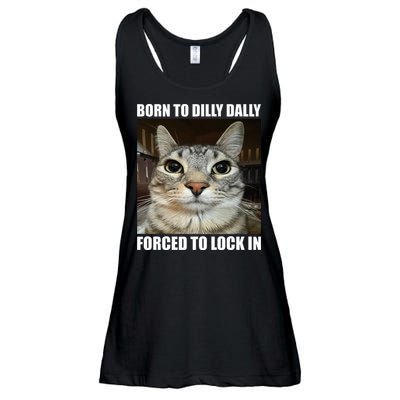 Born To Dilly Dallly Forced To Lock In Cat Lover Ladies Essential Flowy Tank