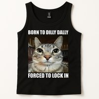 Born To Dilly Dallly Forced To Lock In Cat Lover Tank Top