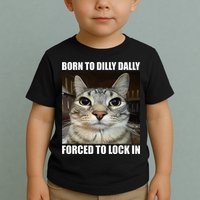 Born To Dilly Dallly Forced To Lock In Cat Lover Toddler T-Shirt