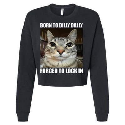 Born To Dilly Dallly Forced To Lock In Cat Lover Cropped Pullover Crew