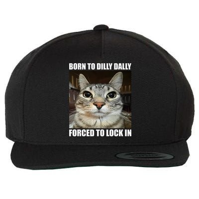 Born To Dilly Dallly Forced To Lock In Cat Lover Wool Snapback Cap