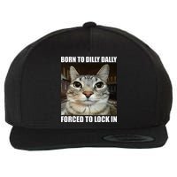 Born To Dilly Dallly Forced To Lock In Cat Lover Wool Snapback Cap