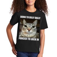 Born To Dilly Dallly Forced To Lock In Cat Lover Kids T-Shirt