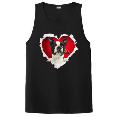 Boston Terrier Dog Rose Heart Valentines Day Couple Funny Gift PosiCharge Competitor Tank