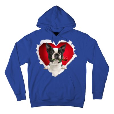 Boston Terrier Dog Rose Heart Valentines Day Couple Funny Gift Hoodie