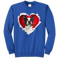 Boston Terrier Dog Rose Heart Valentines Day Couple Funny Gift Sweatshirt