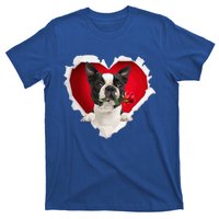 Boston Terrier Dog Rose Heart Valentines Day Couple Funny Gift T-Shirt