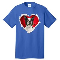 Boston Terrier Dog Rose Heart Valentines Day Couple Funny Gift Tall T-Shirt