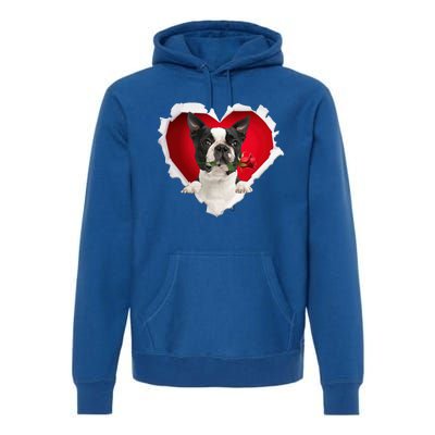 Boston Terrier Dog Rose Heart Valentines Day Couple Funny Gift Premium Hoodie