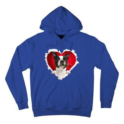 Boston Terrier Dog Rose Heart Valentines Day Couple Funny Gift Tall Hoodie