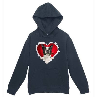 Boston Terrier Dog Rose Heart Valentines Day Couple Funny Gift Urban Pullover Hoodie