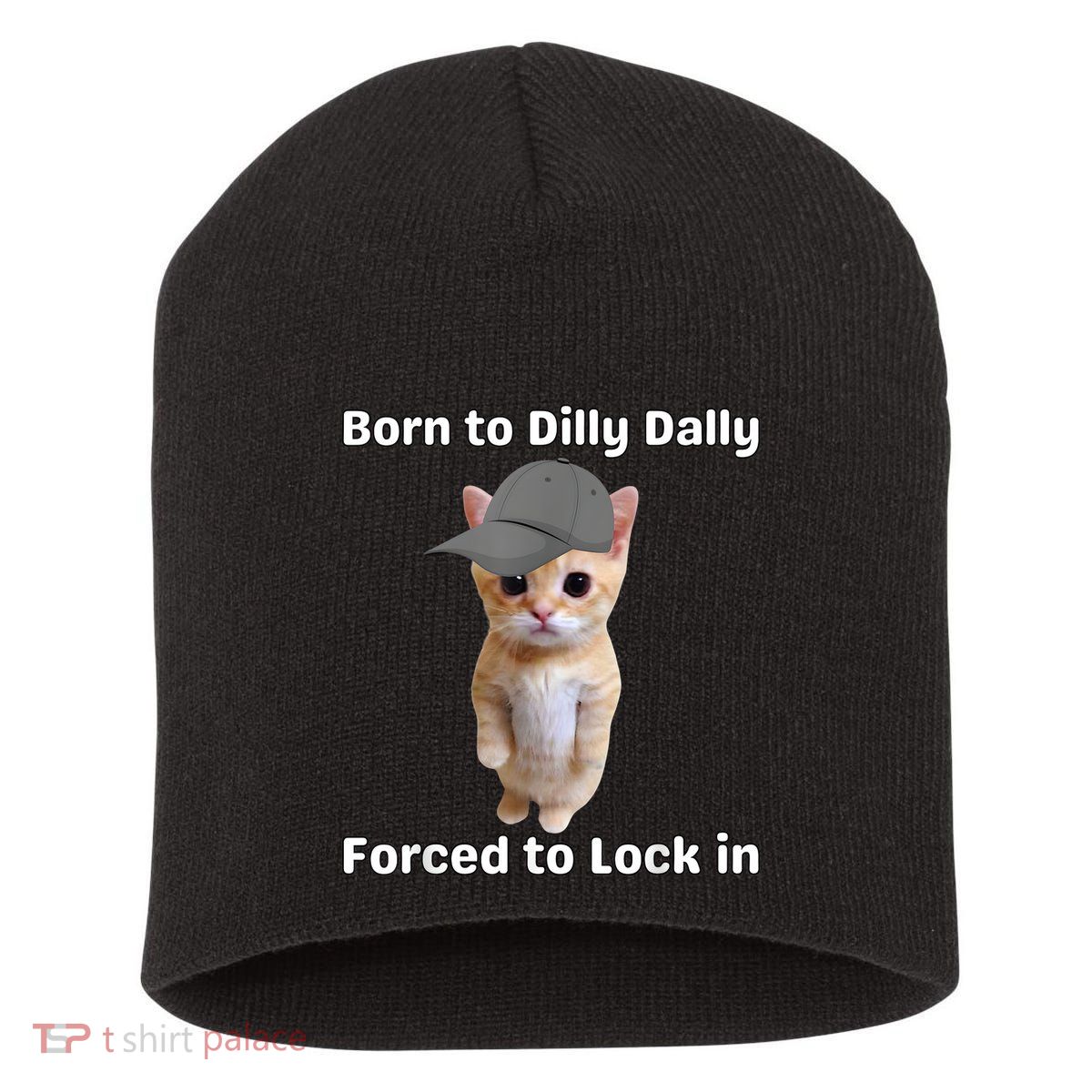 Born To Dilly Dally Forced To Lock In Cat Short Acrylic Beanie