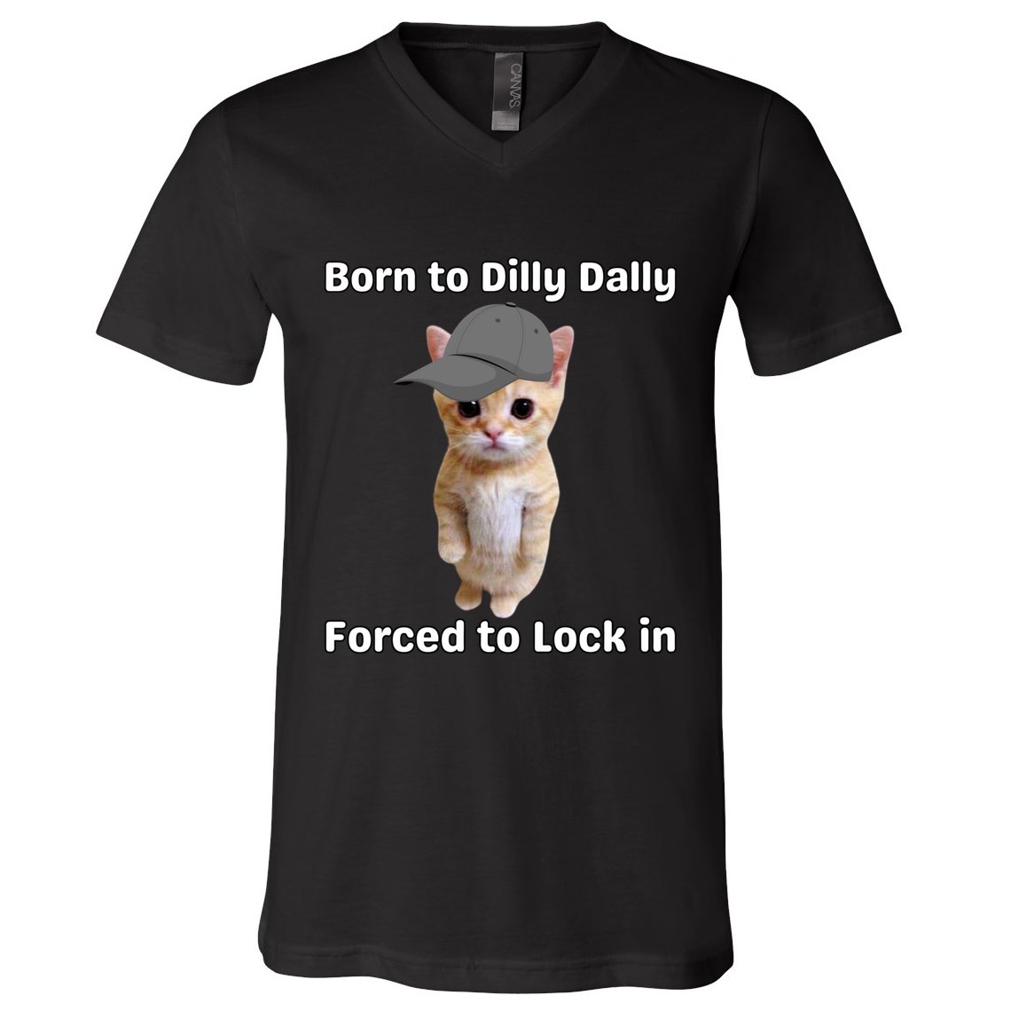 Born To Dilly Dally Forced To Lock In Cat V-Neck T-Shirt