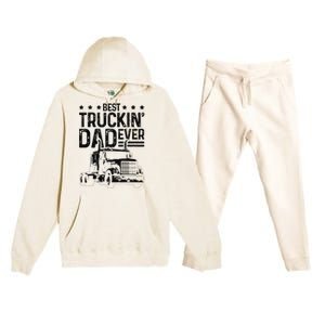 Best Truckin' Dad Ever Truck Driver Father's Day Gift Premium Hooded Sweatsuit Set