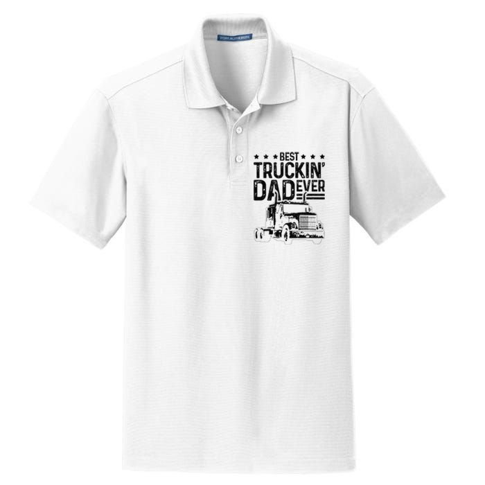 Best Truckin' Dad Ever Truck Driver Father's Day Gift Dry Zone Grid Polo