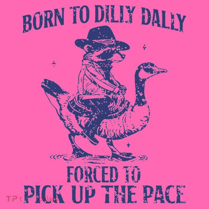 Born To Dilly Dally Forced To Pick Up The Pace Goose Raccoon Stripe Pom Pom Beanie