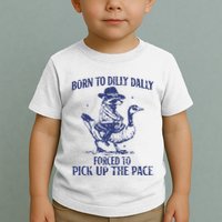 Born To Dilly Dally Forced To Pick Up The Pace Goose Raccoon Toddler T-Shirt