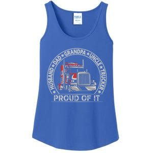 Best Trucking Dad Ever Patriotic Trucker Cute Gift Ladies Essential Tank