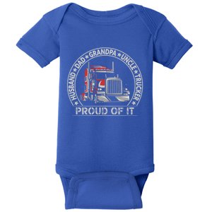 Best Trucking Dad Ever Patriotic Trucker Cute Gift Baby Bodysuit