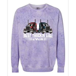 Best Truckin Dad Ever Truck Driver Gift Colorblast Crewneck Sweatshirt