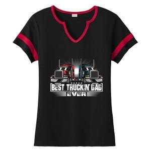 Best Truckin Dad Ever Truck Driver Gift Ladies Halftime Notch Neck Tee