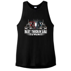 Best Truckin Dad Ever Truck Driver Gift Ladies PosiCharge Tri-Blend Wicking Tank