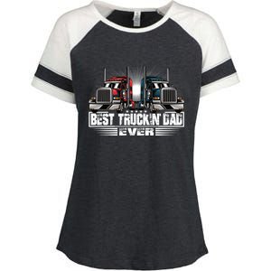 Best Truckin Dad Ever Truck Driver Gift Enza Ladies Jersey Colorblock Tee