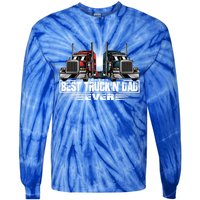 Best Truckin Dad Ever Truck Driver Gift Tie-Dye Long Sleeve Shirt