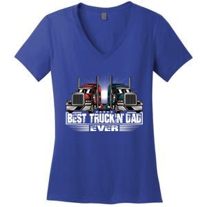 Best Truckin Dad Ever Truck Driver Gift Women's V-Neck T-Shirt