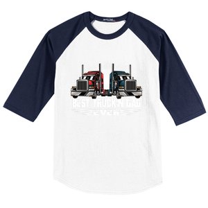 Best Truckin Dad Ever Truck Driver Gift Baseball Sleeve Shirt