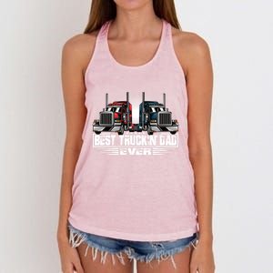 Best Truckin Dad Ever Truck Driver Gift Women's Knotted Racerback Tank