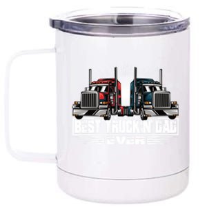 Best Truckin Dad Ever Truck Driver Gift 12 oz Stainless Steel Tumbler Cup