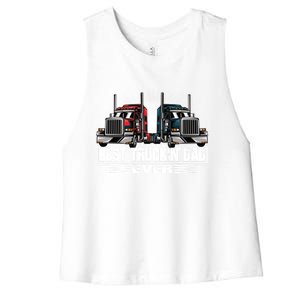 Best Truckin Dad Ever Truck Driver Gift Women's Racerback Cropped Tank