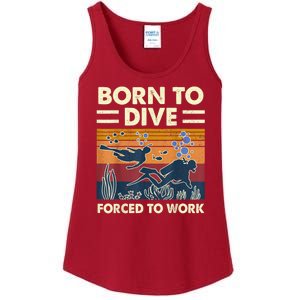 Born To Dive Forced To Work Funny Scuba Diving Diver Ladies Essential Tank