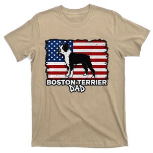 Boston Terrier Dad Dog American Flag T-Shirt